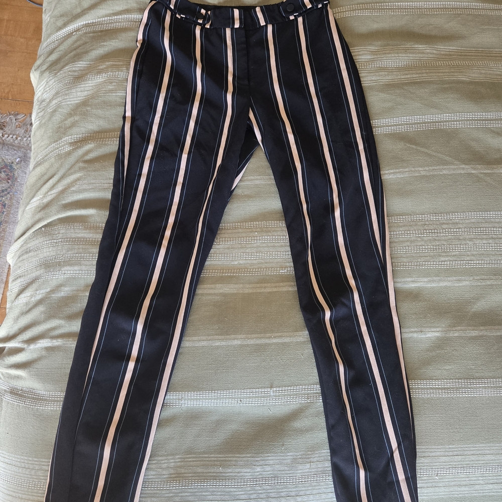 Topshop Black and White Striped Trousers